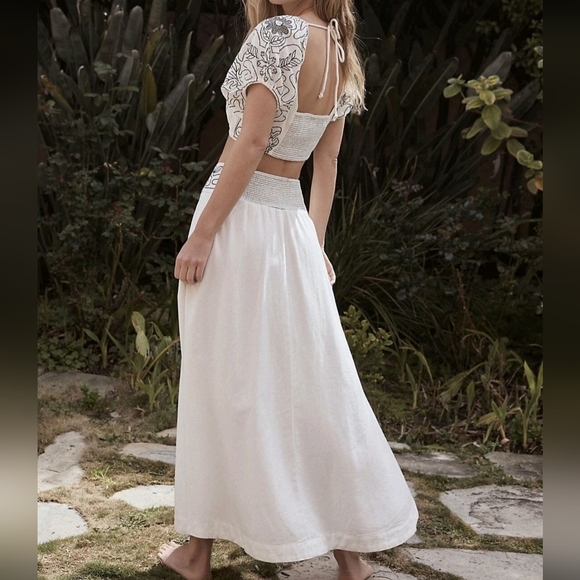 Free People Set Lotus In White Black Combo Size  L Large Cotton $168 NWT - Picture 4 of 15